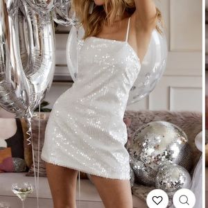 12th Tribe - Emmy White Sequin Micro Mini - XL